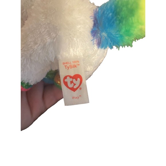Ty Beanie Boos Unicorn Plush Pixy 16” and 6" Rainbow Colors Glitter Eyes - Picture 4 of 4